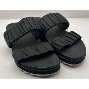 Sorel Women's Roaming‎ Two Strap Slides Black Size 11 Leather Sandals